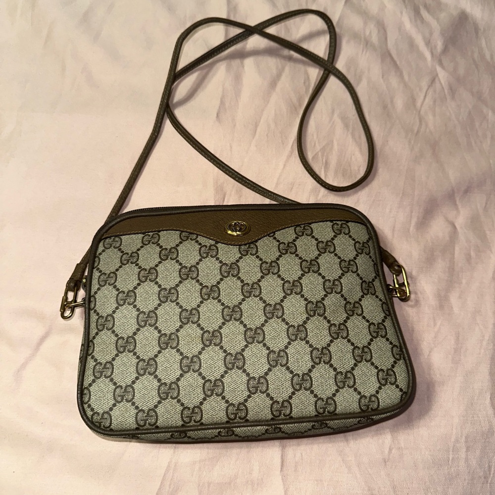 Gucci Tan and Gray Crossbody Bag AUTHENTIC